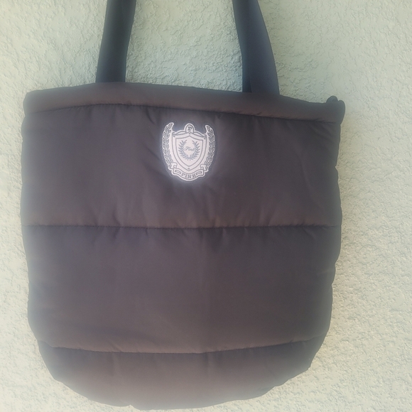 Victoria Secret Pink Black Puffer Tote Bag with Zip Closure - Picture 2 of 8